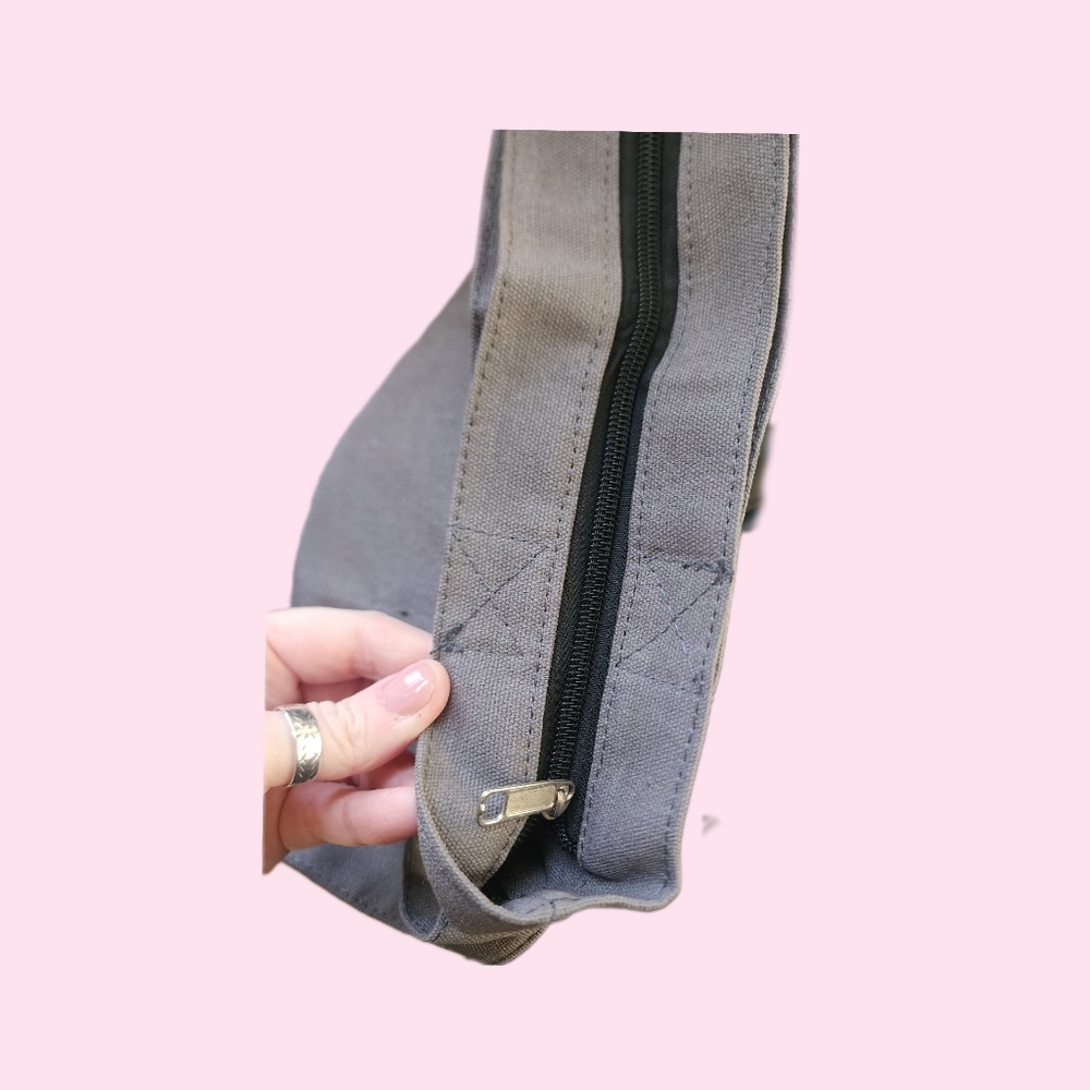 Gray Canvas 'MOOD' Shoulder Bag - Picture 2 of 4